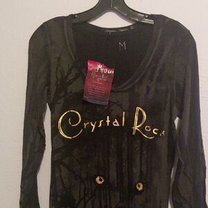 Women's Black Long-Sleeve Logo Top